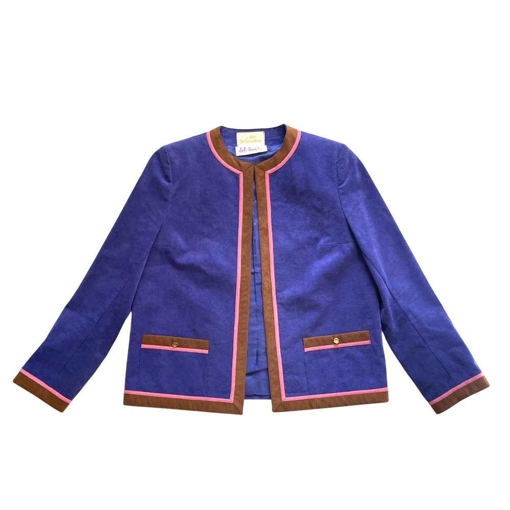 Vintage Purple Faux Suede Jacket Pink Brown Trim Gold Buttons by Abe Schrader